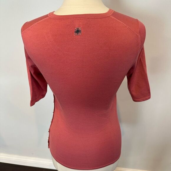 Burberry Women's Pink Short sleeve Silk Top T Shirt with Buttons Size Small - Picture 4 of 10